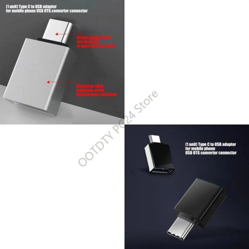 USB-C naar USB OTG Adapter van Metaal voor Smartphones en Tablets - Snelle Installatie