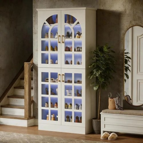 Zapatero de 8 niveles con puertas y luces LED