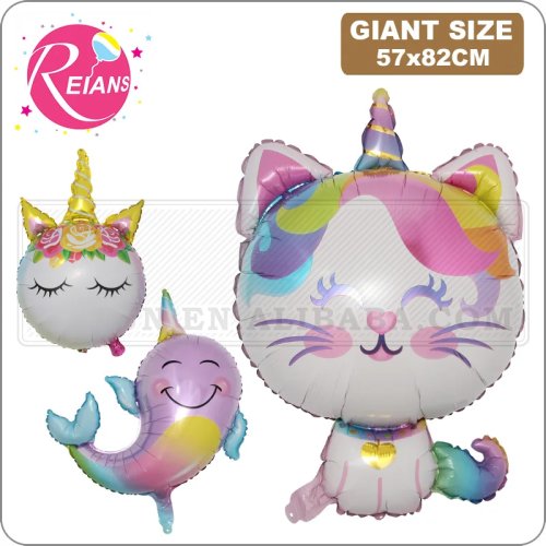 ウェディングデコレーションホイルバルーン – ユニコーン、猫、クジラの形 – 誕生日パーティー、ベビーシャワーのおもちゃ