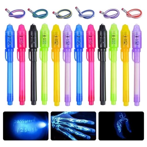 Bolígrafo de tinta invisible con luz UV — Marcador de mensajes secretos para fiestas, niños y adultos