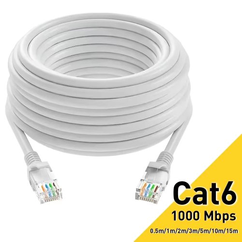 Кабель Ethernet Cat6 RJ45 UTP – довжини 0,5/1/2/3/5/10/15/20/30/50 м, 1000 Мбіт/с (Gigabit) для роутера/ПК