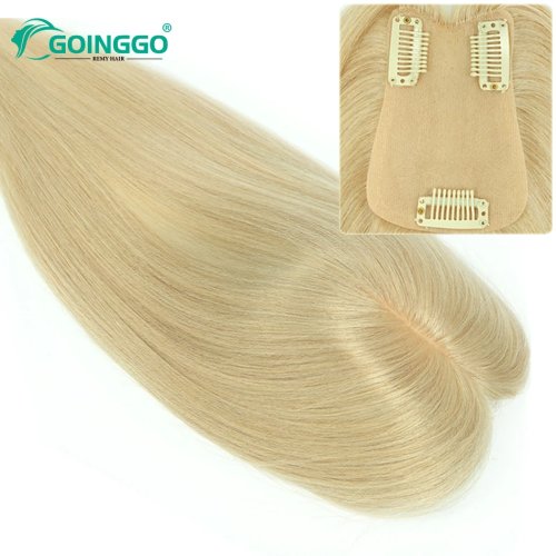Topper capillaire pour femme sans frange, cheveux humains réels, densité 130%, base 7x11 pouces, clip-in pour cheveux fins