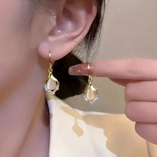 우아한 물방울 보석 디자인의 여성용 오팔 귀걸이, 고급스러운 주얼리 선물로 완벽합니다