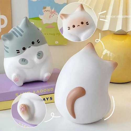 Cute Cartoon Cat PU Squishy — Slow-Rising Stress Relief Squeeze Toy, Anti-Anxiety Fidget for Kids, Desk Decor & Gift