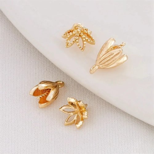 Capuchon de Perle en Forme de Fleur Doré 14K - Support de Perles pour Bijoux DIY