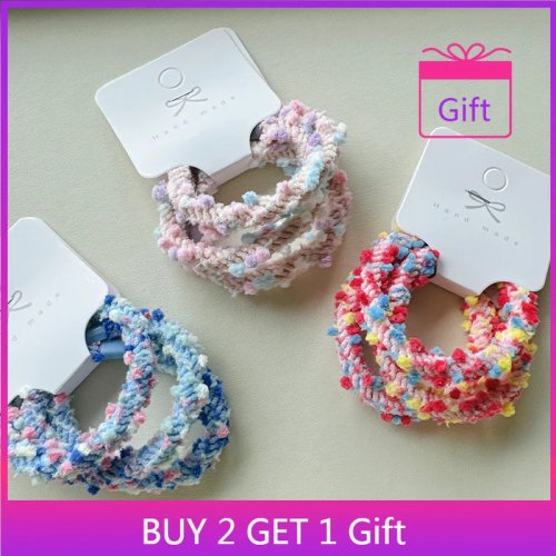 Резинки-scrunchie в корейском стиле, мягкие и эластичные, не повреждают волосы, милые держатели для хвоста, 2 шт.
