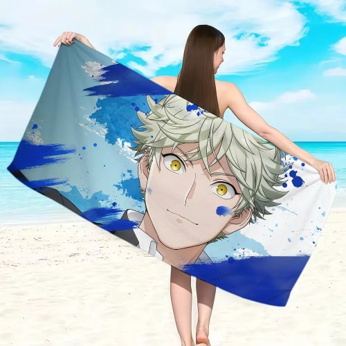 Blue Period anime strandlaken – groot, zacht en licht, microvezel, zandvrij, sneldrogend, bad-/sporthanddoek voor het gezin