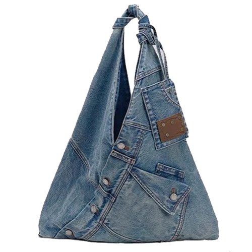 Casual denim schoudertas voor dames, motorstijl