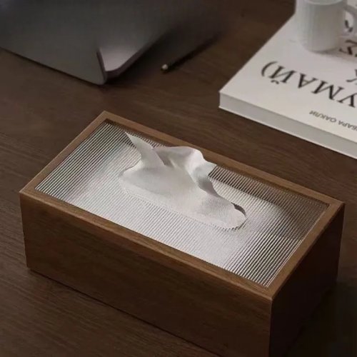 Walnut square tissue box — Chinese-style luxury napkin/tissue holder for living room, coffee table and dining table