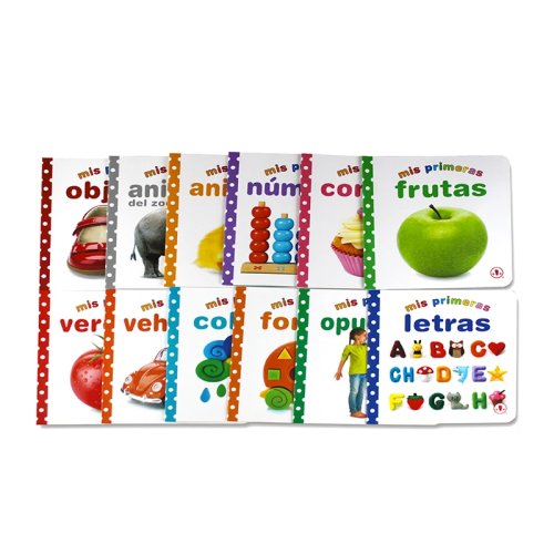 Sách/Thẻ Montessori tiếng Tây Ban Nha cho trẻ em — động vật, rau củ, trái cây, màu sắc, chữ cái, số — 3–8 tuổi