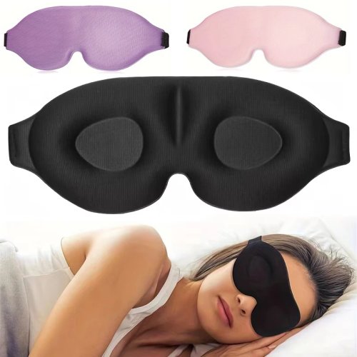 3D立体アイマスク（凹型モールドカップ）＋耳栓セット — 光をしっかり遮断、男女兼用