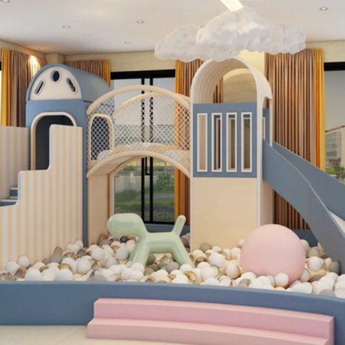 Castello soft play indoor con scivolo – Area giochi per bambini premium, vendita all'ingrosso