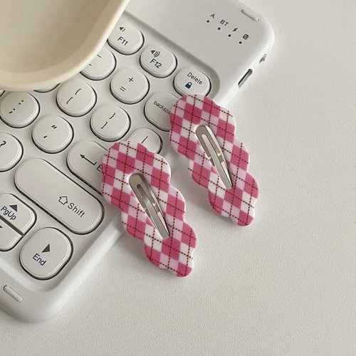Korean-style acrylic hair clips — cloud & plaid design, candy colors, irregular barrettes / alloy hairpins