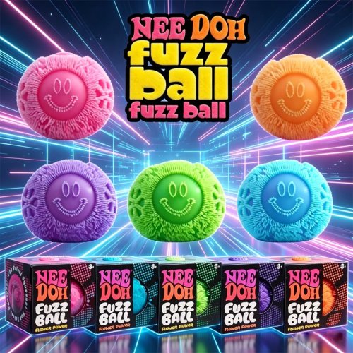 NeeDoh Fuzz Ball – Surprise blind box squishy desk toy, soft stress-relief ball & cute desktop ornament