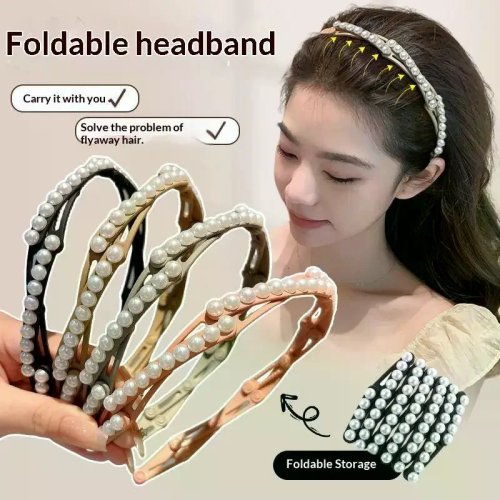 Diadema plegable de plástico sólido y elástica para mujer y niña — banda de cabello compacta para viaje, accesorio novedoso