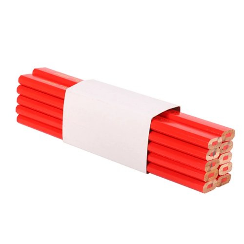 12 Crayons de Menuiserie Elliptiques avec Échelle, Crayons de Marquage Plats, Mine Épaisse Noire/Rouge, Outil à Main DIY