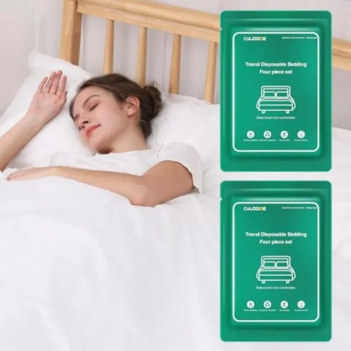 2 Gói Ga Giường Dùng Một Lần, Bộ Ga Trải Giường Du Lịch Di Động Kèm Vỏ Chăn và Vỏ Gối