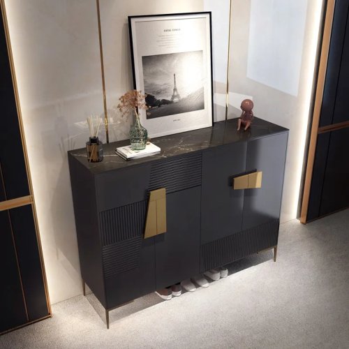 Scarpiera minimalista in stile italiano per ingresso — design moderno light luxury, ampia capacità di contenimento per corridoio/villa