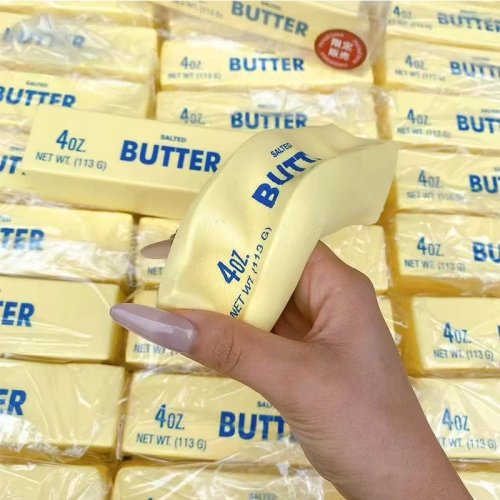 Butter Stick Squishy – Stretchy cheese-style fidget toy for squeezing, stress relief & pranks