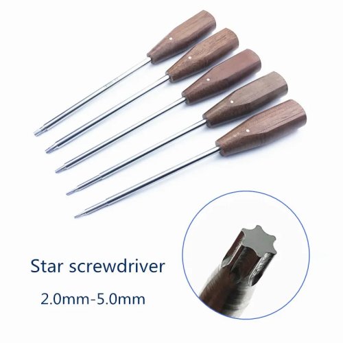 Tua vít cho ốc xương bằng thép không gỉ, đầu sao (Torx), cán gỗ — Dụng cụ chỉnh hình thú y