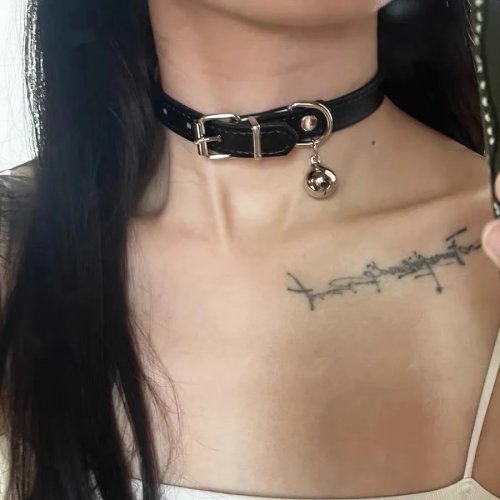 Punk Harajuku PU-lederen choker verstelbaar — goth halsband & polsband, handgemaakt