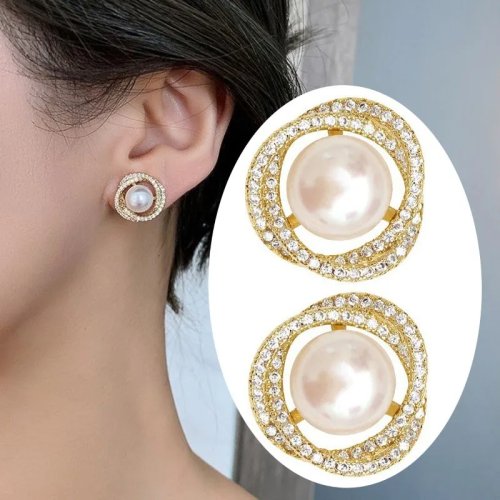 Pendientes de plata 925 estilo coreano con perla y cristal — diseño vintage mariposa y flor