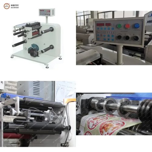 Schmalbahn-Schlitz- und Aufwickelmaschine für Thermo-Etiketten — kompakte Roll-to-Roll-Maschine für selbstklebende Etiketten