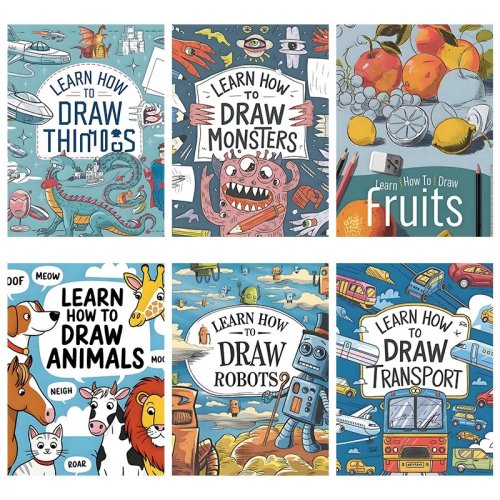 Leerboek tekenen voor kinderen – Oefenschrift voor tekenen en kleuren, met nietjes