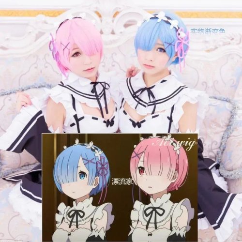 شعر مستعار كوسبلاي ريم لام قصير مستقيم صناعي RE: ZERO - بدء الحياة في عالم آخر أنمي كوسر فتاة لطيفة