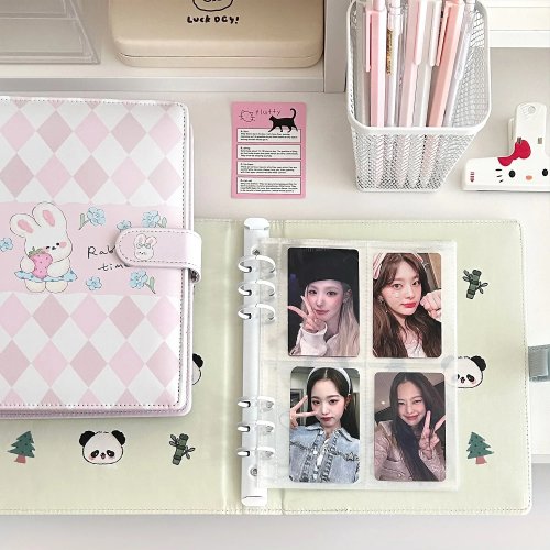 Album photo A5 en simili cuir (PU) motif panda, classeur à feuilles mobiles pour photocard, couverture personnalisable DIY