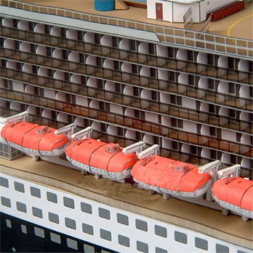Model Kapal Kertas 1:400 RMS Queen Mary 2 – Kit papercraft detail, belum dirakit