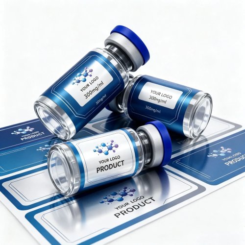 Набор упаковки для флаконов пептидов разных размеров (3ml, 5ml, 10ml) с цветными коробками и самоклеящимися этикетками для ухода за кожей и фитнес-добавок