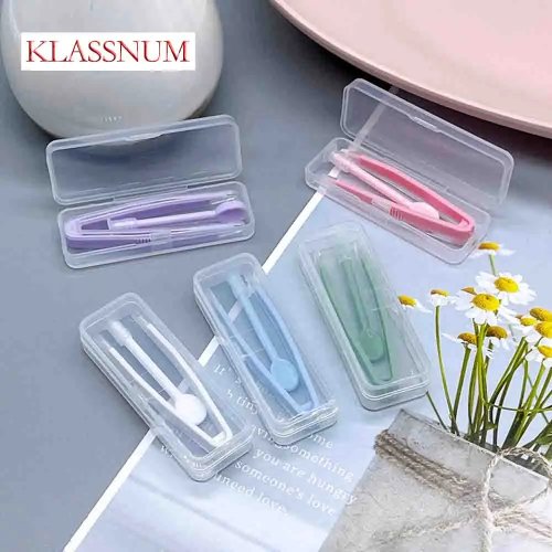 Kit portable KLASSNUM pour lentilles de contact : pince, tige ventouse, inserteur/retireur avec étui transparent
