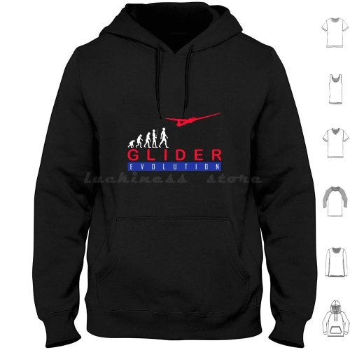 Felpa con cappuccio 'Evolution of Man' per pilota di aliante - idea regalo divertente, manica lunga