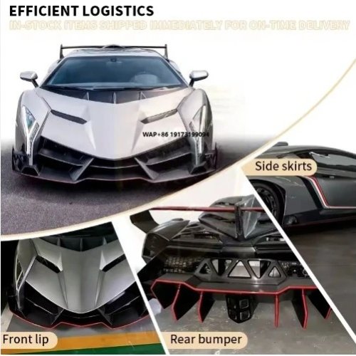 Body Kit Lamborghini Aventador LP700 Phong Cách Veneno Cản Trước Ốp Sườn Chắn Bùn Sau Cánh Gió Nắp Cốp