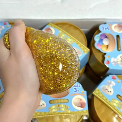 Antystresowy squishy „pieróg” z brokatem – 1–12 szt., sensoryczna zabawka z cekinami, w pudełku prezentowym dla dzieci i dorosłych