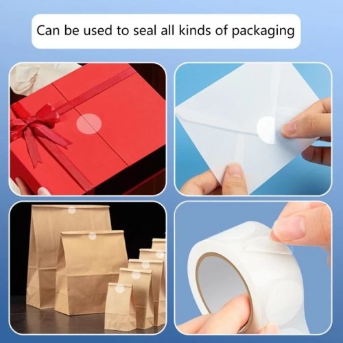 500 ชิ้น สติกเกอร์ปิดผนึก PVC ใส ทรงกลม - ฉลากกาวสำหรับซองจดหมายและบรรจุภัณฑ์