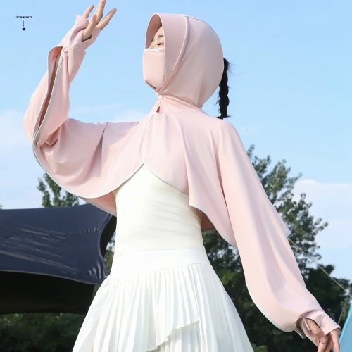 Áo khoác Ice Silk 3 trong 1 chống nắng — mỏng, tay dài, dáng rộng, có khẩu trang tích hợp và mũ/khăn choàng