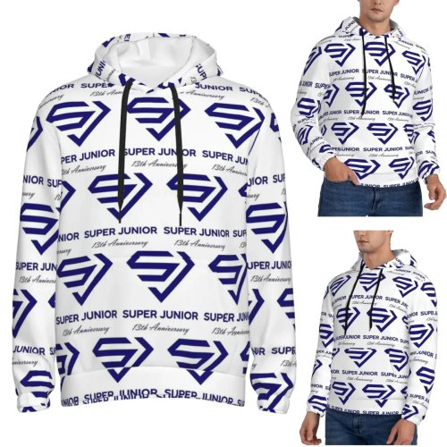 Felpa con cappuccio Super Junior con logo – pullover unisex stile hip hop, manica lunga, autunno/inverno
