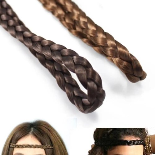 Diadema bohemia vintage para mujer, trenzada y elástica (tipo frente)