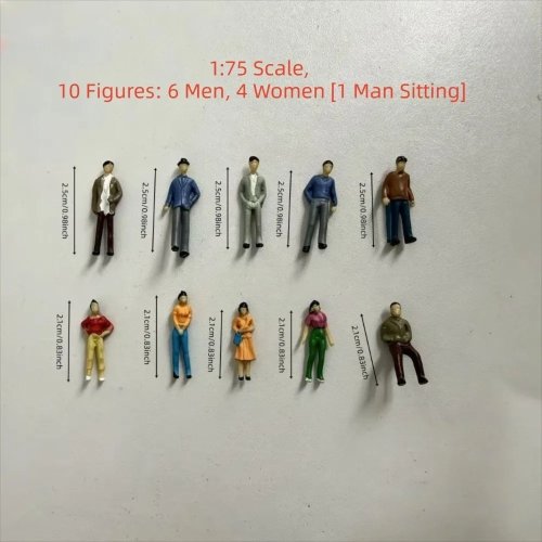10 figuras a escala 1:25 1:30 1:50 1:75 1:87 para maquetas, ABS, pintadas a mano, colores surtidos