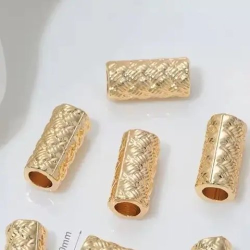 14K pozłacane cylindryczne koraliki rurkowe z otworem — kryształowe koraliki do bransoletek DIY