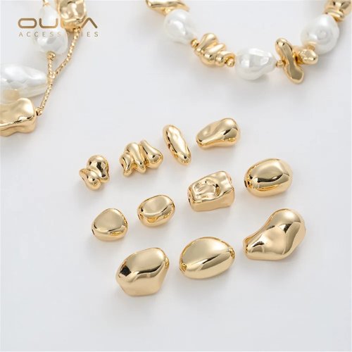 Perles baroques et pierres irrégulières plaquées or 14K, percées — perles pour création de bijoux DIY