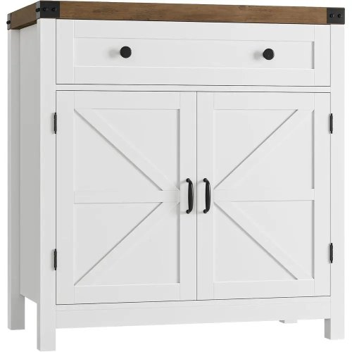 Lemari Bar, Lemari Penyimpanan Dapur, Sideboard dengan Laci dan Rak yang Dapat Disesuaikan, Lemari Aksen Pintu Gudang untuk Dapur, Ruang Makan