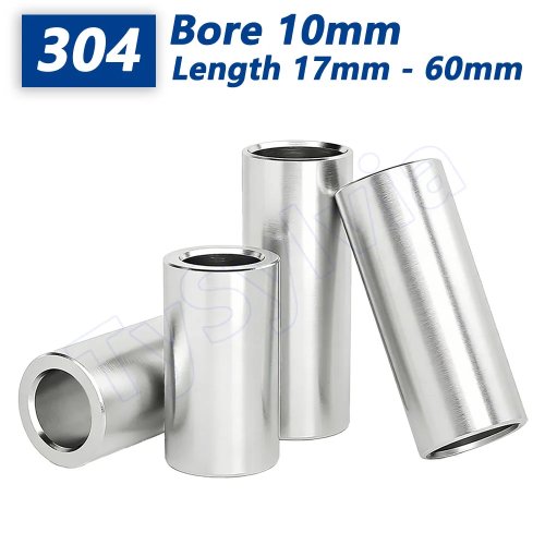 บูช/สเปเซอร์ M10 สแตนเลส 304 แบบกลวง ไม่มีเกลียว ยาว 17–60 มม.