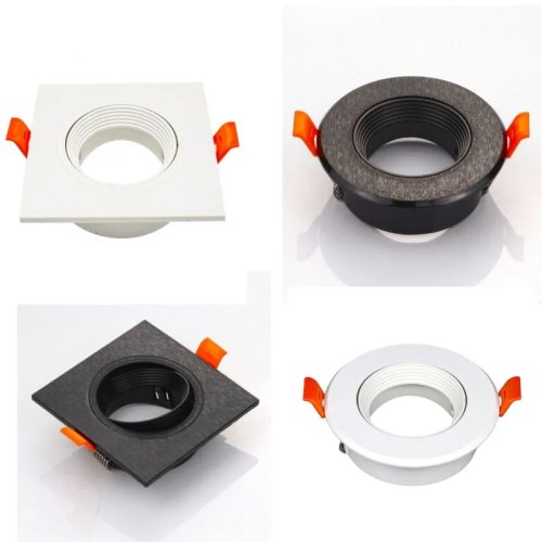 Supporto regolabile per foro 75 mm per MR16/GU10 – Cornice per downlight LED nera, tonda/quadra