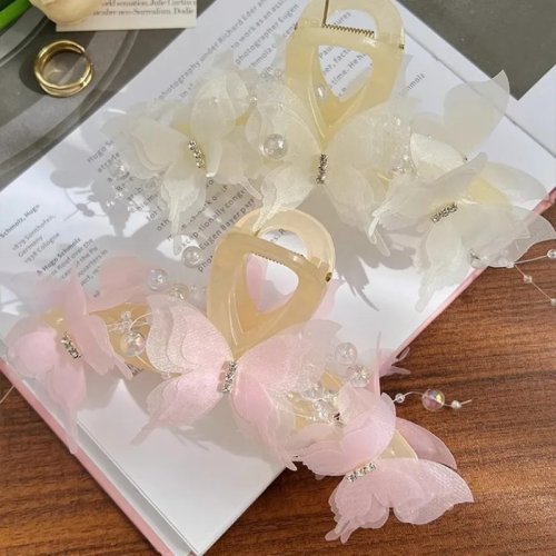 Kẹp Tóc Hình Bướm Mới Thời Trang Cho Nữ - Kẹp Tóc Nơ Ngọc Trai Thanh Lịch, Kẹp Càng Cua Ngọt Ngào, Phụ Kiện Tóc
