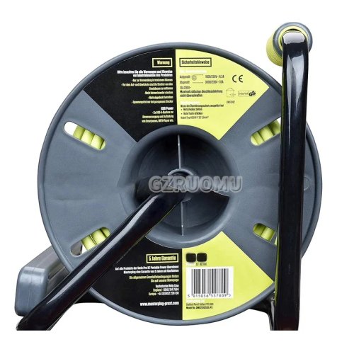 Enrolador de cabo retrátil 25 m com portas USB e 1 tomada — bobine para interior/exterior