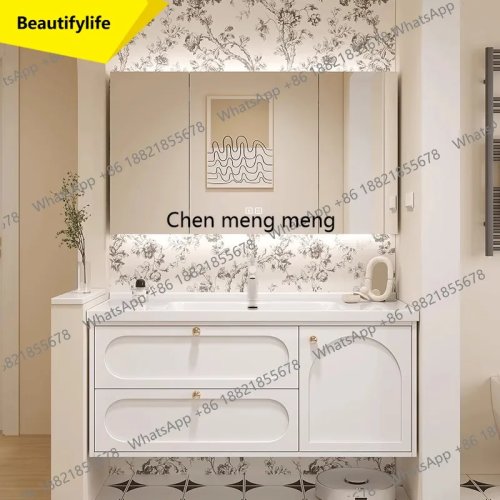 Kabinet kamar mandi kayu mewah A17 dengan laci dan cermin