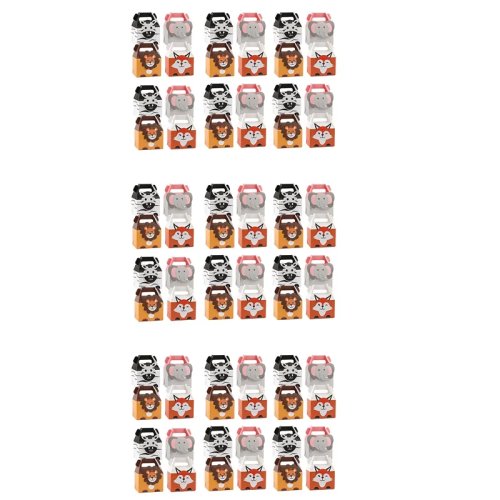 60 Sacchetti di carta tema giungla con animali per festa bambini – 4 disegni, piccole bustine regalo